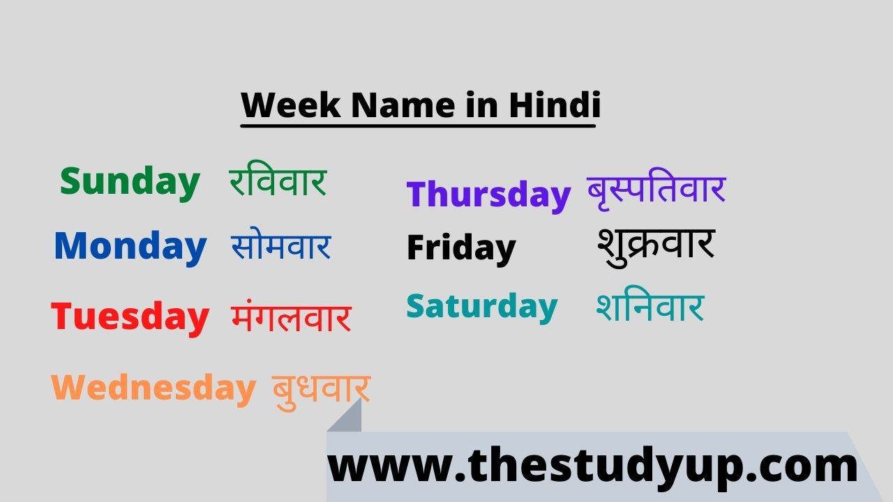 week name in hindi