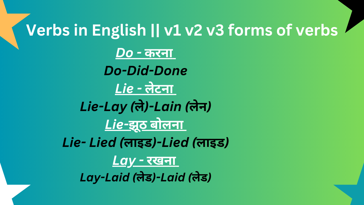 verbs in english || v1 v2 v3 forms of verbs